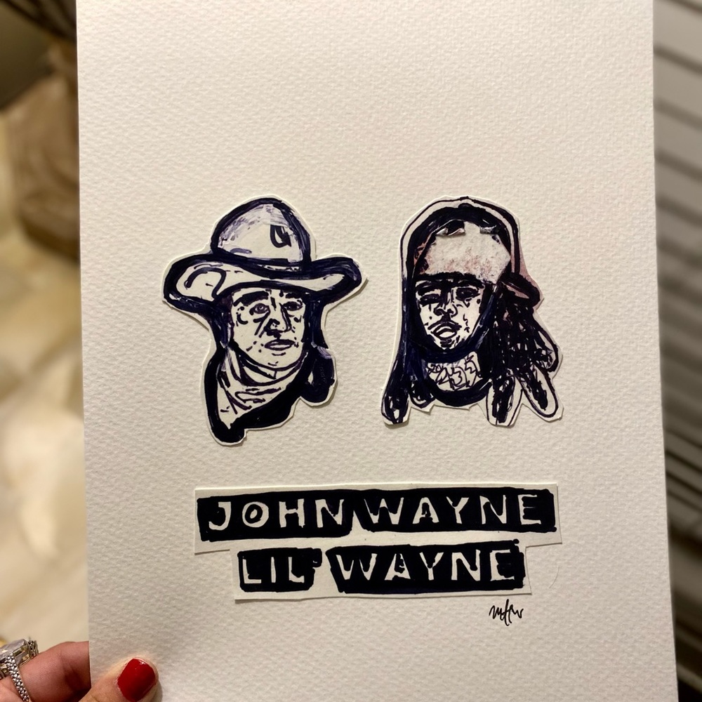 COPY - lil Wayne and John Wayne ink art print
